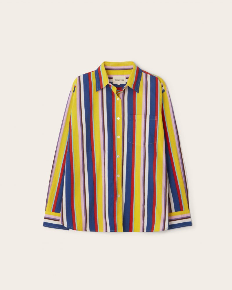 Chemise Homme On The Byas – Manches Longues – Rayures Multicolores – Taille S