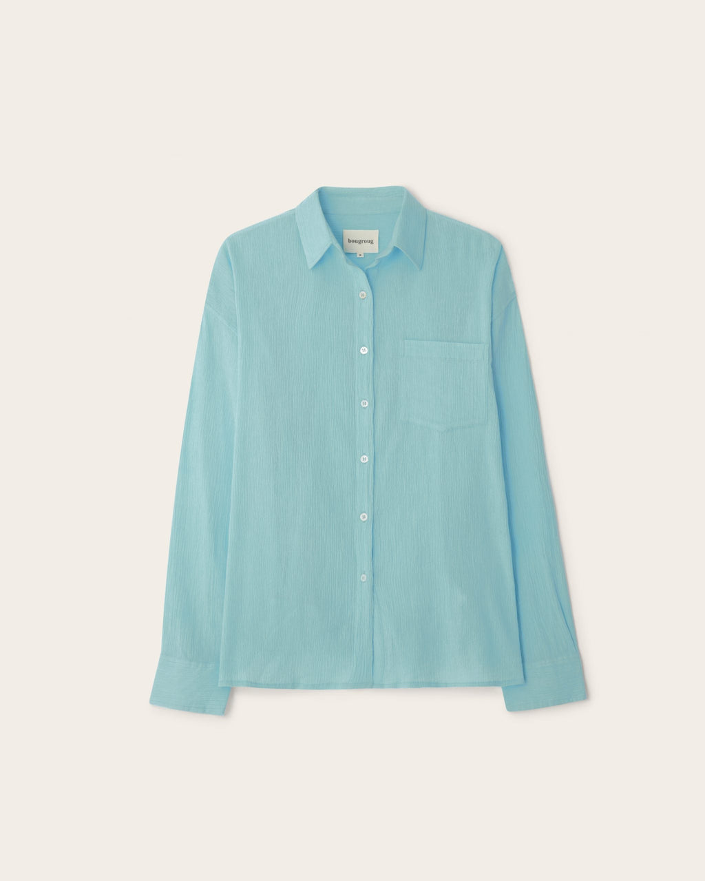 Crepe Long Sleeve Shirt / Turquoise