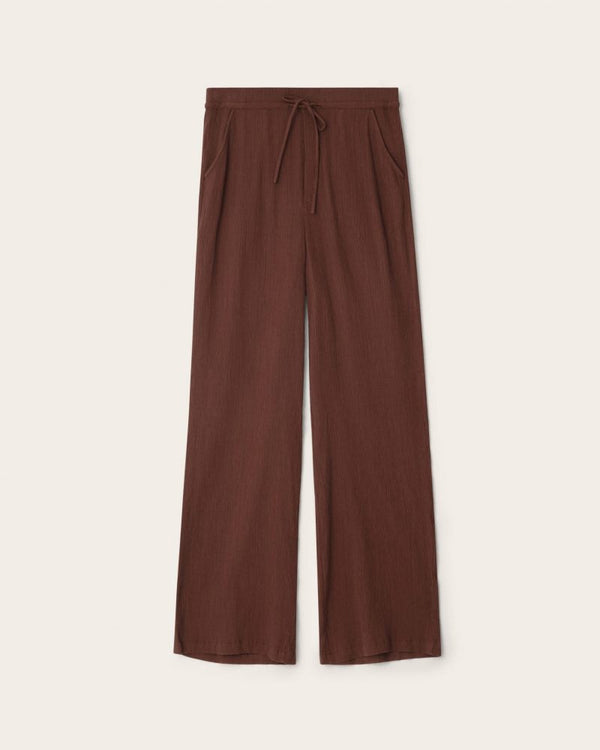 Loose Fit Crepe Trousers / Brown